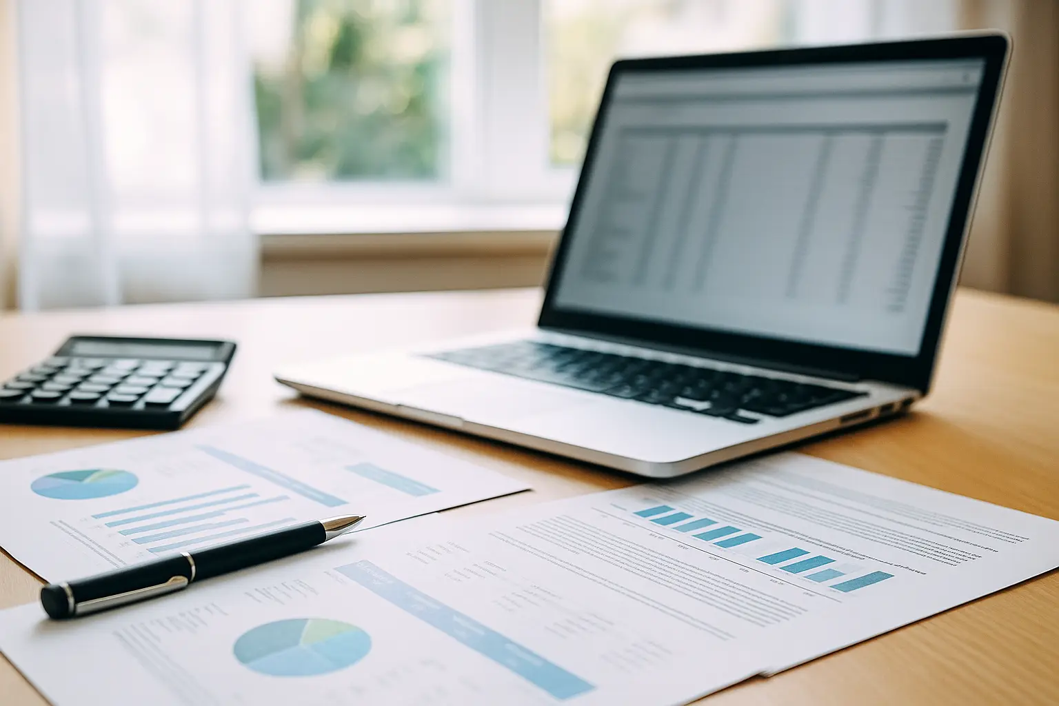 Rapoarte financiare si analiza pe laptop - simbol al transparentei totale in administrarea imobilelor